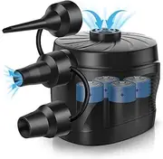 Electric Air Pump for Mattress, Battery Powered Portable Air Pump for Airbed Camping inflatables Paddling Pool Beach Toys, Inflate Deflate air Pumps with 3 Air Nozzles for Quick-Fill Air Pump/Blow up