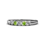 TriJewels Round Peridot Diamond Stackable Wedding Band Ring 14K Gold JP:106951