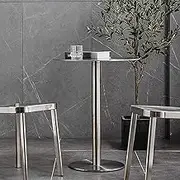 High Top Bistro Pub Table, Round Table Modern Indoor-Outdoor Bar Table with Stainless Steel Leg for Dining Room Kitchen Bar Breakfast, Easy Assembly(60x105cm/2.0x3.4ft)