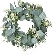 Perfk Artificial Eucalyptus Wreath Artificial Flower Wreath Greenery Leaves Hanging Decor 30cm for Window Party Home Holiday Garden