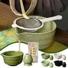 High-end 4pcs/set Japanese Ceramic Matcha Gift Box Tea Set with Whisk And Bowl