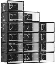 Shoe Storage Box, 15 Pack Clear Plastic Stackable Shoe Organizer 15 pack Black