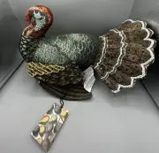 John Derian X Target 2024 16x15 Beaded Thanksgiving Turkey Plush Pillow NEW