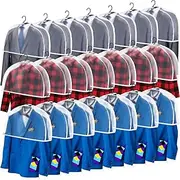 Chumia 50 Pieces Shoulder Cover for Clothes Closet Bulk, Plastic Hanger Covers for Hanging Clothes Shoulder Garment Dust Cover Protectors for Men Women Suit Coats Jackets Dress, 24'' x 12" x 2''