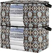 sanluoli 90L 2 Pack Under Bed Shoe Storage Organizer with Reinforced Handles, clear window Storage For Closet