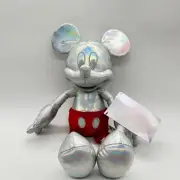 Disney Parks 100th Anniversary Mickey Mouse Silver Platinum Plush Toy New