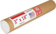 Paclord 3" x 18" Heavy-Duty Reinforced Cardboard Mailing Tube, Pack of 1 Tube with 2 Caps – Secure USPS Approved – Great for Shipping and Storing of Prints, Artwork, Posters or Documents