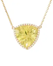14K 4.85 ct. tw. Diamond & Lemon Quartz Necklace