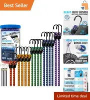 Versatile Multi-Size Bungee Cords Set - 20 Heavy Duty Options with Hooks