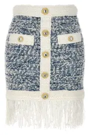 BALMAIN Fringed Tweed Skirt