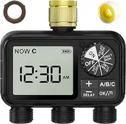 Xtsuen Water Timers for irrigation, Hose Timer with Rain Delay/Automatic & Manual Mode, Sprinkler Timer for Garden IPX5 Waterproof/Large Screen LCD Display Copper