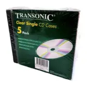 Transonic Replacement CD Cases 5 Pack Clear Single Jewels For Roms Audio & Games