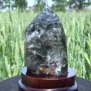 2.26LB Top Natural Phantom Ghost Clear Quartz Crystal Point Tower Energy+Stand