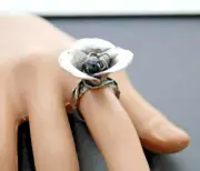 Ring Sterling Silver Red Garnet Handmade one of a kind Hand-sculpted