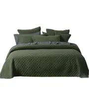 Bianca Lester Olive Velvet Diamond Polyester Coverlet Set Double Bed Quilts
