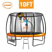 10ft Round Trampoline Safety Net Spring Pad Cover Mat Free Ladder Basketball Set
