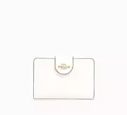 NWT Coach 6930 Medium Corner Zip Leather Wallet IM/Chalk Gold Hardware