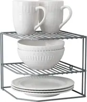 Kitchen Details Corner Shelf Organizer | Cabinet & Countertop Storage | Grey