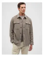 [Seed Heritage] Wool Blend Overshirt in Ash Marle