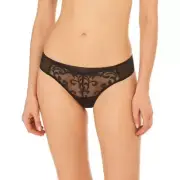 Natori Embellished Thong Underwear Women's XS Black Elastic Waist Pull On
