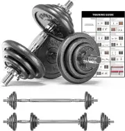 PROIRON 44Lbs Cast Iron Adjustable Dumbbell Set Hand Weight with 20kg, black