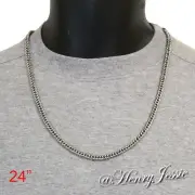 24"MEN 316L Stainless Steel Smooth 6mm Silver Cuban Curb Chain Necklace