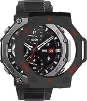 Fit for Amazfit T-Rex 3 Protective Case, Hard PC Shock-Proof Protector Bumper Sleeve Shell Protector Cover Case for Amazfit T-Rex 3 A2322 Smartwatch (BlackRed)