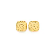 9ct Gold Diamond-cut Cushion Puff Stud Earrings
