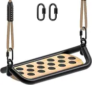 Dolibest Wooden Swing Seat, Outdoor Tree Swings for Adults and Kids, Comfortable and Non-Slip Swing Seat, Heavy Duty Steel Tubing Structure with Adjustable Rope, 58-80 inch, 500 LB Capacity