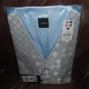 Dobell Light Blue Diamond Jacquard Classic Fit Waistcoat Tuxedo Vest 46R