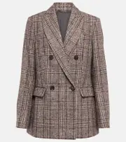 BRUNELLO CUCINELLI Prince of Wales Wool Alpaca Blazer Jacket Size IT 50 $5,695