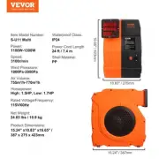 1100W Inflatable Blower 1.5HP For Bounce House Fan 3100RPM Commercial Air Pump