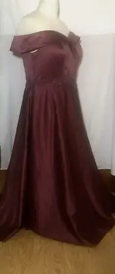 oleg cassini wedding dress formal brown off shoulder size 18W