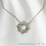 WANDERLUST+CO 澳洲品牌 銀色鑲鑽 光芒太陽項鍊 SUNSEEKER