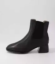 New Django & Juliette Noyce Black Leather Chelsea Boots Womens Shoes Casual