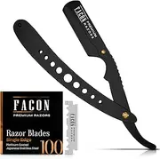 Facón Straight Razors for Men - Professional Barber Straight Edge Razor Kit with 100 Blades, Classic Stainless Steel Barbero Shaver for a Smooth & Precise Shave, Premium Barber Razor for Men's Shaving