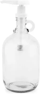 Half Gallon Glass Pump Dispenser Bottle 64-Ounce Jug with Pump for Sauces Syrups