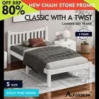 ALFORDSON Bed Frame Wooden Single Size Solid Pine Timber Base White CAMBRIE