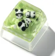 Keychron Three Pandas Resin Artisan Keycap ESC Custom Keycaps, for Cherry MX Mechanical Gaming Custom Most Keyboard, Gift Ideas