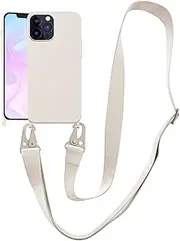 VooDirop Compatible with iPhone 14 Pro Case with Lanyard Crossbody iPhone Case with Strap Adjustable Shockproof Drop Protection Silicone Phone Cover for iPhone 14 Pro 6.1’’ Stone