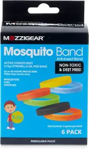 Mozzigear Mosquito Band for Kids 6 Pack - Citronella Oil Infused Waterproof B...