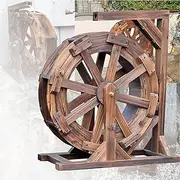 Wooden Waterwheel Fountain Garden Decoration with Water Outlet Stand, Outdoor Fountains and Waterfalls, Wooden Waterwheel Fountain for Patio Pond Pool, Garden Decorative Water Feature (Size : 60cm(23