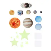 1 Set Glow in the Dark Solar System Stickers, Glow Sun and Stars Wall Decals
