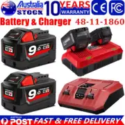 9.0Ah For Milwaukee for M18 18V Lithium XC 8.0 Ah Battery 48-11-1860 / Charger