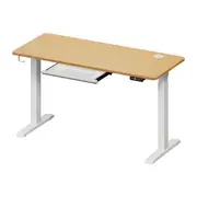 Oikiture 150cm Electric Standing Desk with Drawer Height Adjustable White Oak