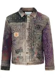 Proleta RE Art Boro Patchwork Distressed Denim Jacket - Purple - L L