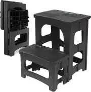 Folding 2-Step Stool for Adults Kids Non-Slip Collapsible Portable Step Stool fo