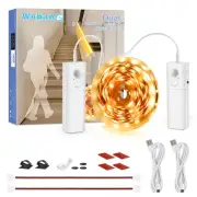 WOBANE Dual Motion Sensor Under Bed Lights,Rechargeable 16.4ft LED Light Stri...