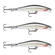 3x Rapala 9cm RipStop Shallow Jerkbait Hard Body Fishing Lures - Silver