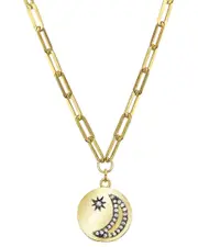Rachel Reinhardt 14K Over Silver CZ Paperclip Chain Necklace